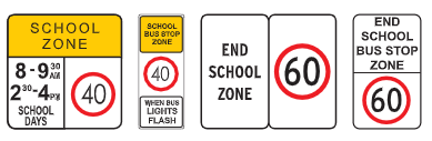 Various School Zone signs