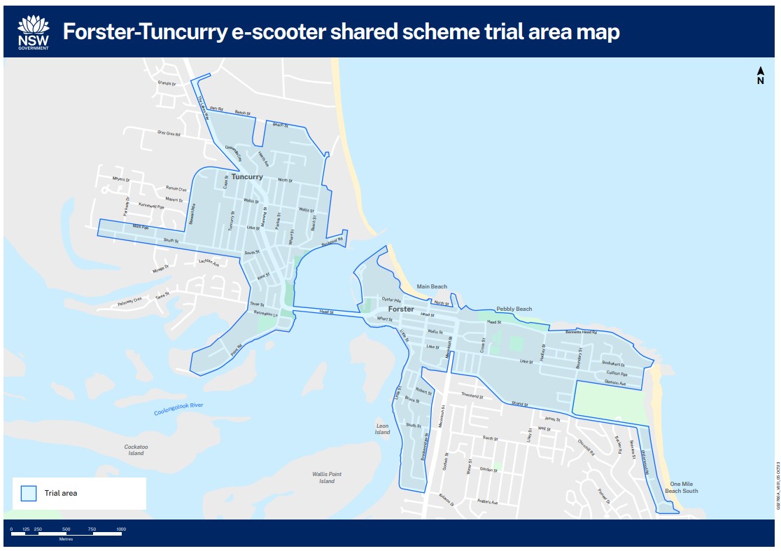 Forster-Tuncurry E-scooter shared map